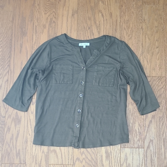 Emily Daniels Green 3/4 Sleeve Blouse 1X - Picture 1 of 7